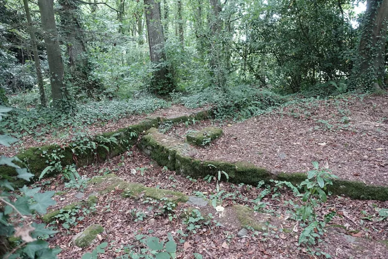 201908 abbaye de la Lucerne. Vestiges au dessus de la grille d'entrée