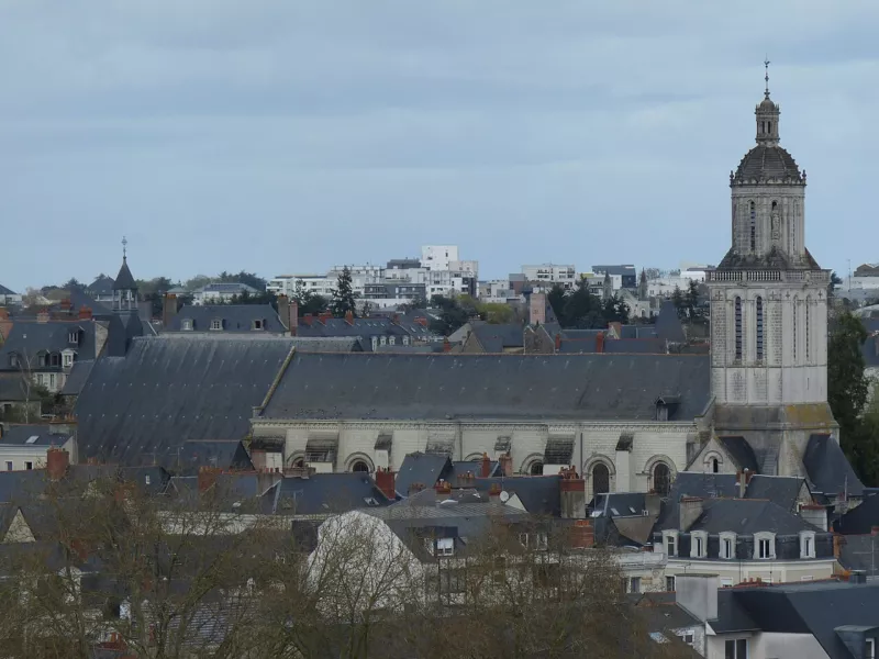 Angers (49) Église de la Trinité et Abbaye du Ronceray vues depuis les courtines du Château