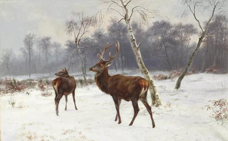 2013 PAR 03547 0063 rosa bonheur cerf et biche dans un paysage enneige)