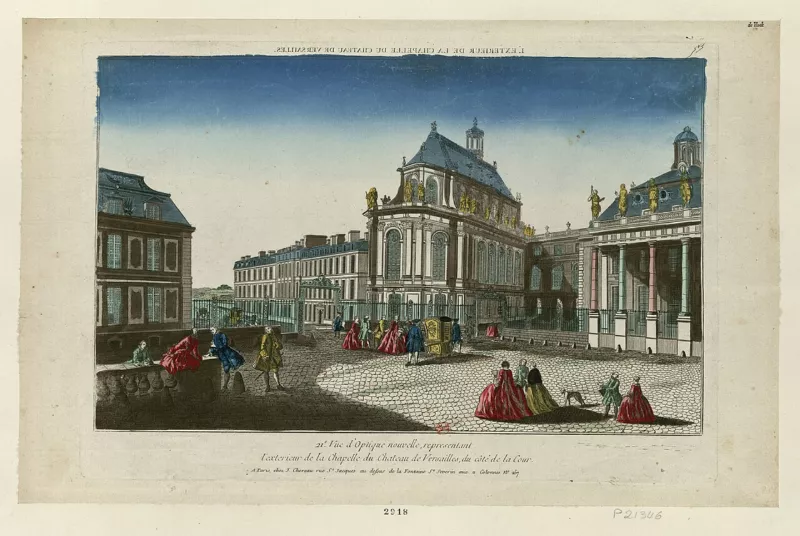 21.e Vue d'optique nouvelle, représentant l'extérieur de la Chapelle du Chateau de Versailles, du côté de la Cour - estampe - btv1b69441454