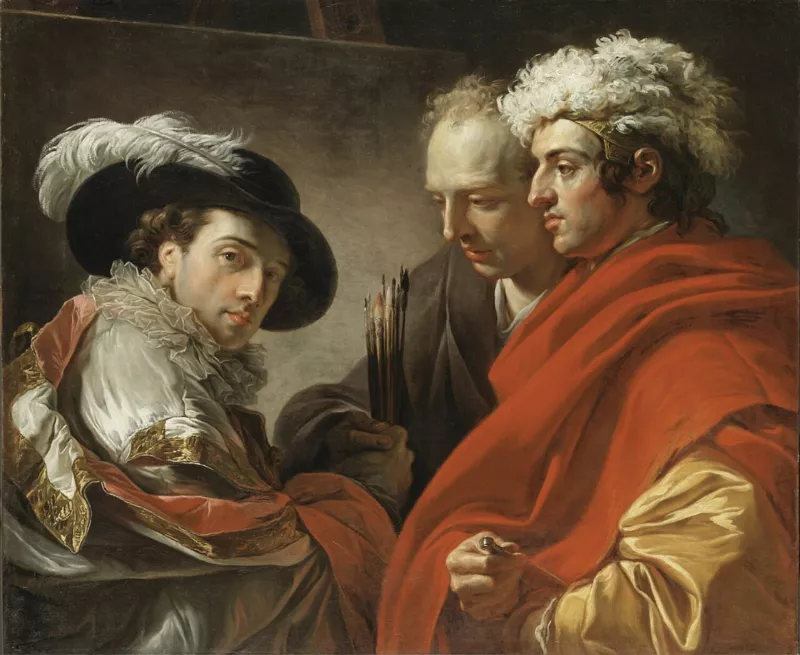 François-André Vincent - Triple portrait of the artist, the architect Pierre Rousseau and the painter Coclers Van Wyck