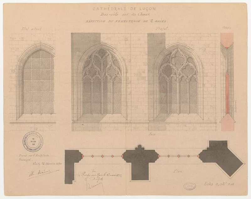 Bas-côté sud du chœur Cathédrale de Luçon 1890 - Archives nationales (France)